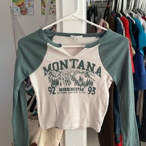 Full Tilt Green and White Long Sleeve Tee